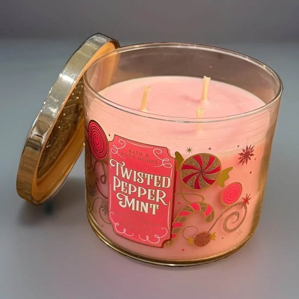 BATH & BODY WORKS - Twisted Peppermint - 14.5 oz 3 Wick Jar Candle NEW